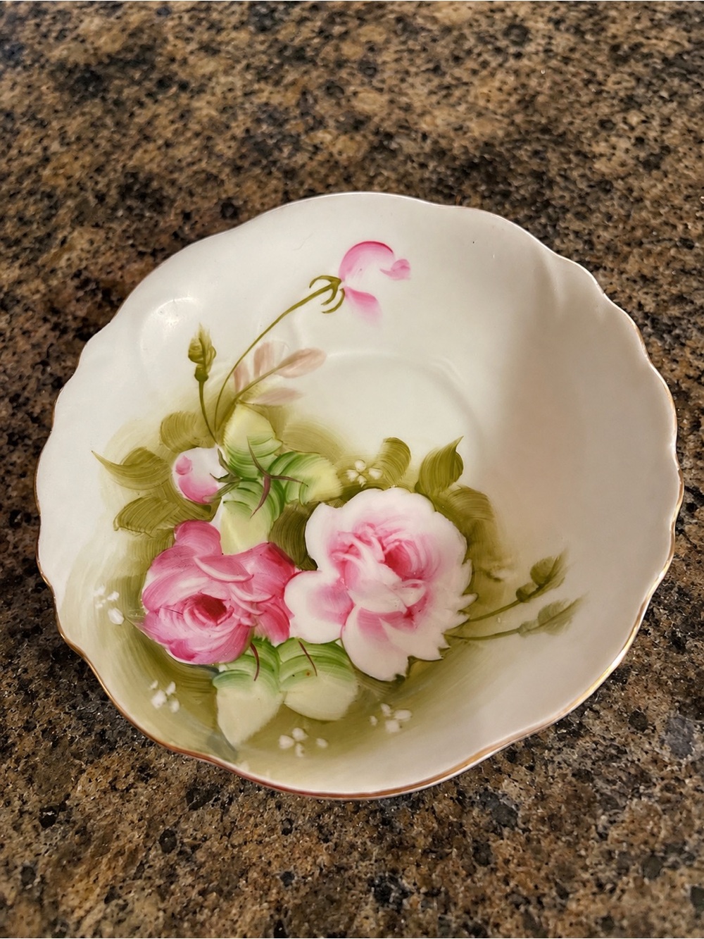 Vintage Lefton China Hand Painted Floral Bowl / Candy Dish